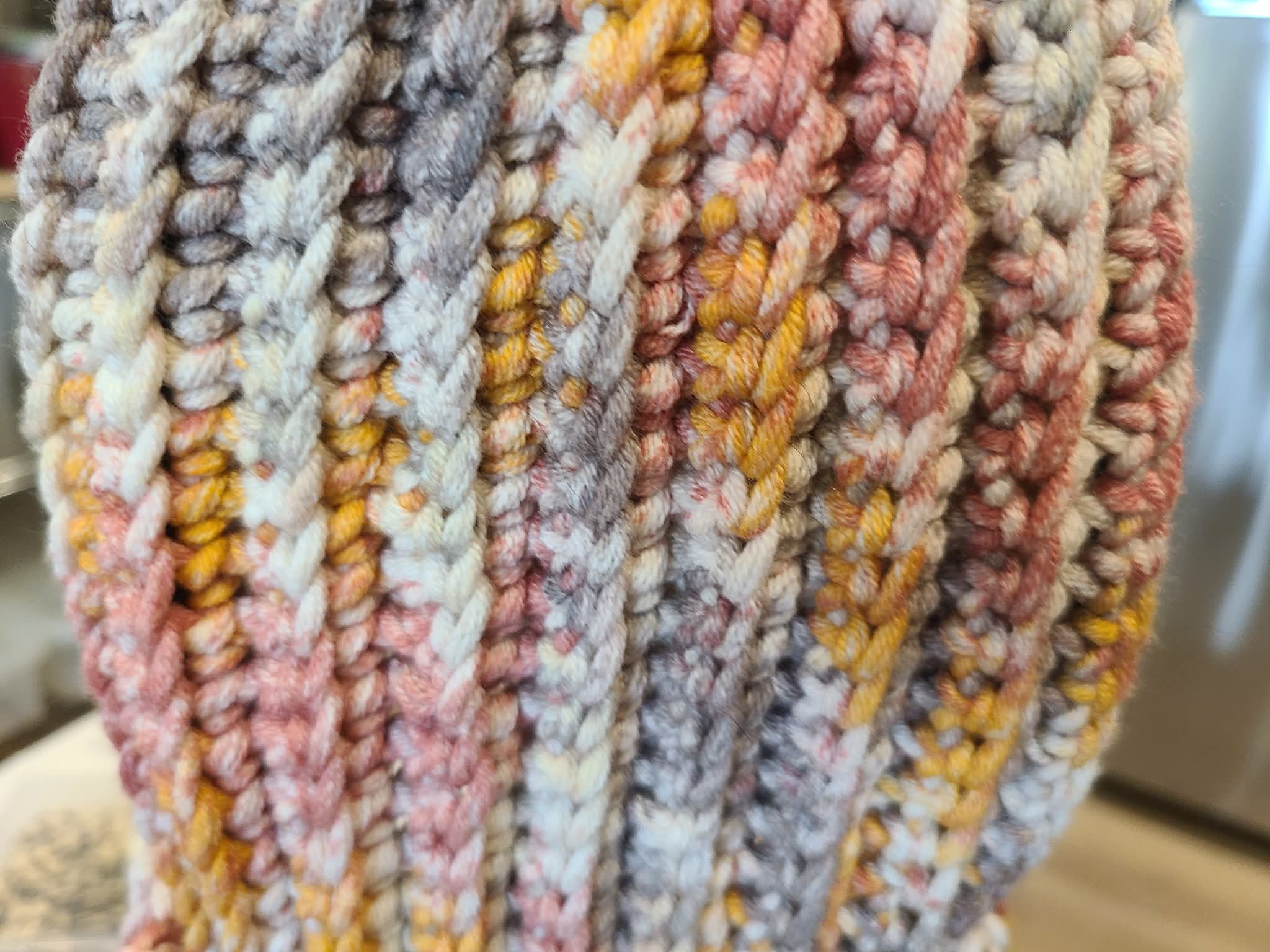 Closeup of multicolored yarn 